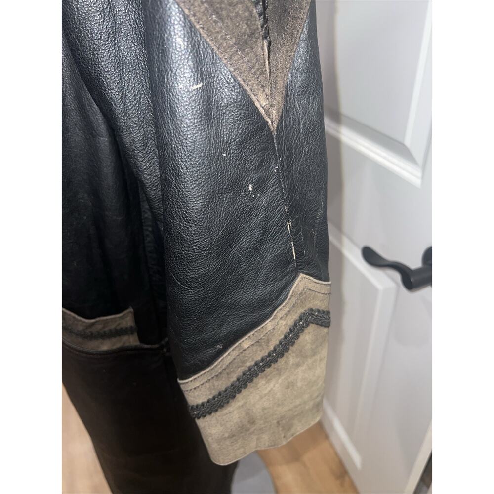 Winlit Womens Leather Paisley Vintage 80s Trench Coat Oversized Size M Black - Picture 6 of 9
